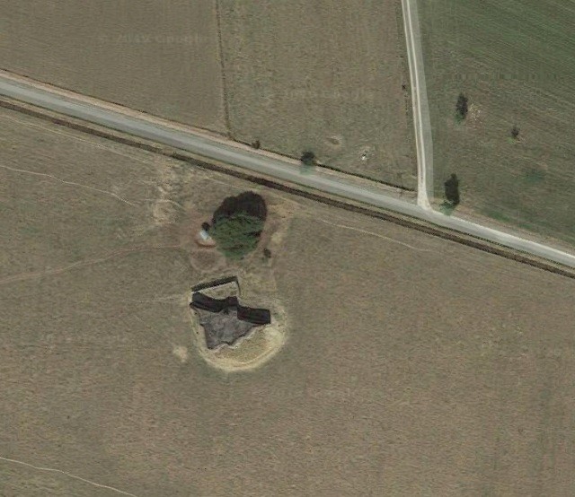 Orthophotographie du bunker choisi © Google Earth - Lorraine / Grand Est