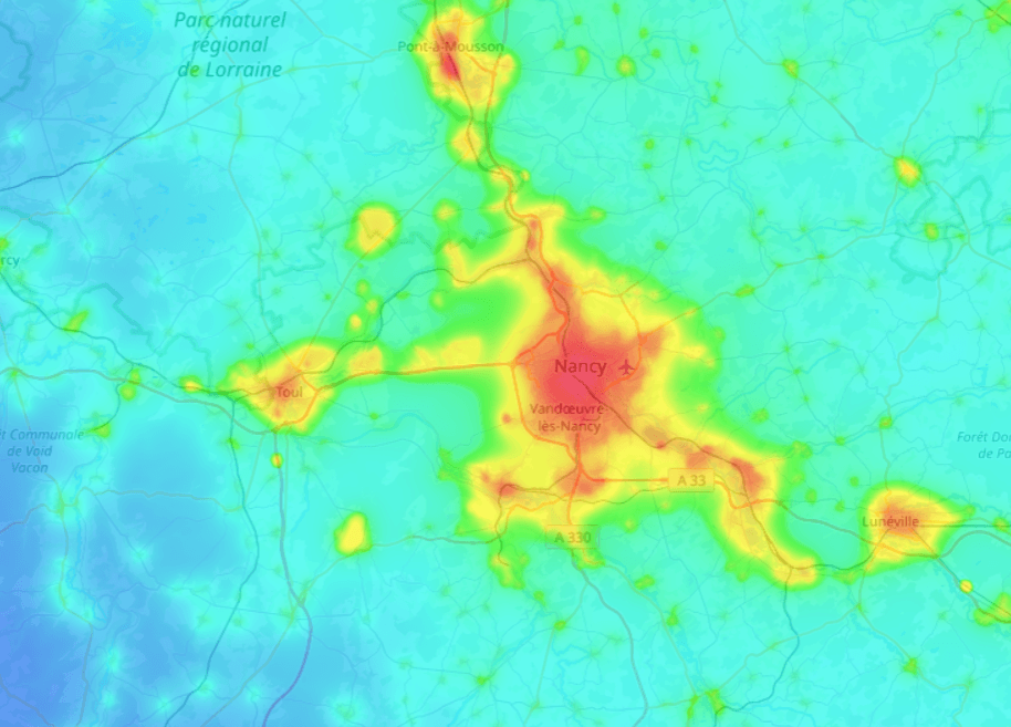 Pollution lumineuse à Nancy © AVEX Asso